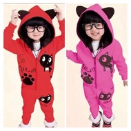 9 Shop Setelan Jaket Anak Perempuan HODIE CATTY (Dapat Baju+Celana) 3-5 Tahun Hoodie Jacket Sweater 