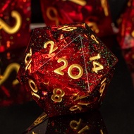 Resin Sharp Edge DND Dice Set D&D, Red Dungeons and Dragons Dice with Box, 7 Piece Role Playing Dice