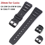 20mm Silicone Strap for Casio W-720 W-722 W-741 WL-100 CA-53 CA-61 Waterproof Watch Band Rubber Spor
