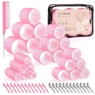 4SizesSelf-GripHairRollersSetforLong,ShortHairandBangs-50PcswithClips(25mm,36mm,48mm,60mm),Pink 2KN2