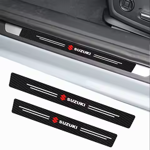 4pcs Carbon Fiber Car Door Sill Protector Stickers Badge For Suzuki Jimny Samurai Vitara Swift Balen