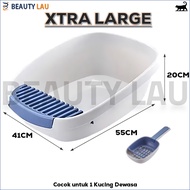 CAT LITTER BOX KUCING JUMBO BAK PASIR TOILET KUCING JUMBO TEMPAT PUP KUCING LITER BOX KUCING KOTAK L