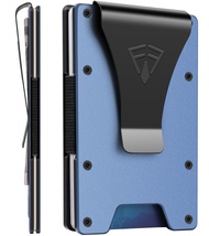 Slim Minimalist Wallet for Men with Money Clip - 15 Credit Card Holder RFID Wallet for Men - Front P