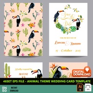 46-Set AI/EPS Animal Theme Wedding Card Design Template Files | Editable Adobe Illustrator Digital F