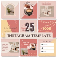 Canva Template Retro Pink Vintage Facebook Instagram Like Followers Feed Design Post IG 排版风格设计