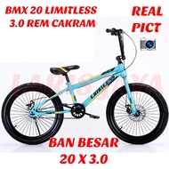 SEPEDA ANAK BMX 20 REM CAKRAM LIMITLESS BAN JUMBO 20 X 3.0 BMX CAKRAM