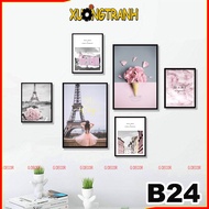 Canvas wall paintings with 6 wooden frames B24, Tropical paintings to decorate living room, bedroom,