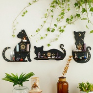 New Gothic Wooden Cat Wall Shelf Crystal Storage Display Rack Home Decor Crafts for Airbnb Gift & De