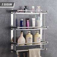 Rak Kamar Mandi Dinding Stainless Steel Rak Sabun Kamar Mandi 1-3Susun 40-60Cm