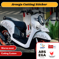 ARSEGA - Cutting Sticker Stripping Scoopy New 2018 Variasi Nyala Lidah Api Hot Tribal Striping Delu