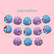 Happy Birthday Mermaid Banner Mermaid Ariel HBD Bunting/ Ariel Mermaid HBD Banner/