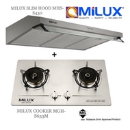 MILUX MHS-S430 Slim Kitchen Hood + MGH-S633M Stainless Steel Built-In Hob Gas Cooker Stove