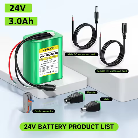 PALO Original 24V Battery 3.0Ah 24V Rechargeable Li-Ion Battery Pack 24V Portable Battery for CCTV C