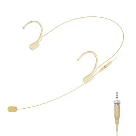 Beige Audio Quality Headset Microphone Condenser Headworn Mic with TA4F 4-pin/ 3 pin mini XLR/mini j