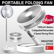 Portable Folding Fan Height Adjustable Tripod 7200mAh Mini USB Rechargeable Operated Fan
