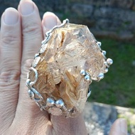 黃泥骸骨/骨幹水晶原礦手工銀戒~0 ~Skeletal Quartz Silver Ring