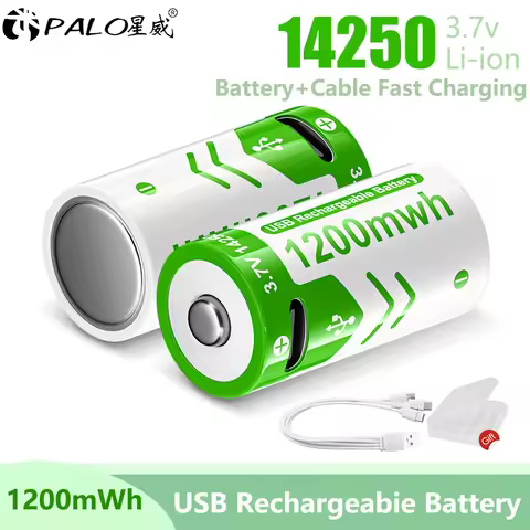 3.7V USB 14250 ER14250 Rechargeable Lithium Battery 1/2AA ER 14250 LS14250 Battery For Probes, Therm