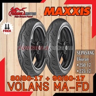 80/80-17 &amp; 90/80-17 Maxxis Volans MA-FD Sepasang Ban Tubeless Ring 17