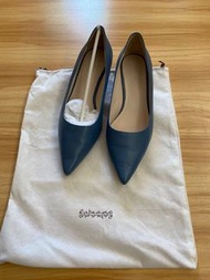 rabeanco indigo leather heels 靛藍色矮踭皮鞋 斯文鞋 返工鞋