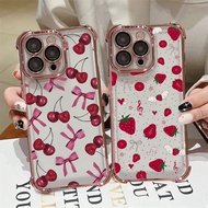 Red Cherry Bow Phone Case For OPPO Reno 7Z 7 6 5 Pro 5G FIND X7 ULTRA Realme 9 Pro Plus C15 C2 C20 C