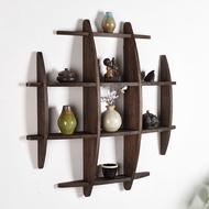 ST/💚Antique Shelf Solid Wood Modern Minimalist Duobao Pavilion Chinese Wall-Mounted Wall-Mounted Tea Shelf Shelf Tea Set