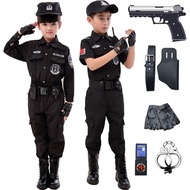 ตำรวจชุดเสื้อผ้าเด็กเด็กผู้ชายชุดหน่วยคอมมานโดตำรวจเครื่องแบบทหารเล็กฮาโลวีนโรงเรียนอนุบาล