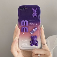 AnDyH เคสโทรศัพท์สำหรับ OPPO A1K เคส C2 Realme 3D ตัวอักษรหมีน่ารักดีไซน์รูปการ์ตูนป้องกันกล้องซิลิโคนนิ่มไล่ระดับสีแบบพรีเมี่ยมเคสป้องกันด้านหลังเป็นเคสคู่