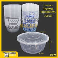 [DISC] Thinwall Round Bowl 750 ML Victory 25 Plastic Container Set T049