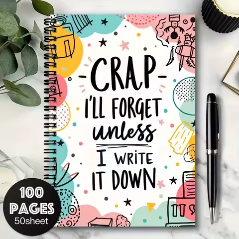 2/4 Pack of Colorful Spiral Notebooks - "I'Ll Forget the Nonsense unless I Write It Down", Vivid Des