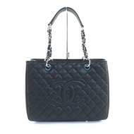 全新未使用 CHANEL A50995 Matelasse Coco Mark 魚子醬皮革 GST 手提包，黑色，銀色五金，附防塵袋，義大利製造，女士款