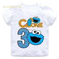 T Shirt Boys T Shirts Sesame Street Cookie Monster Kids Tshirt Birthday T-shirts summer Tops For Girls-clothing Children Clothes