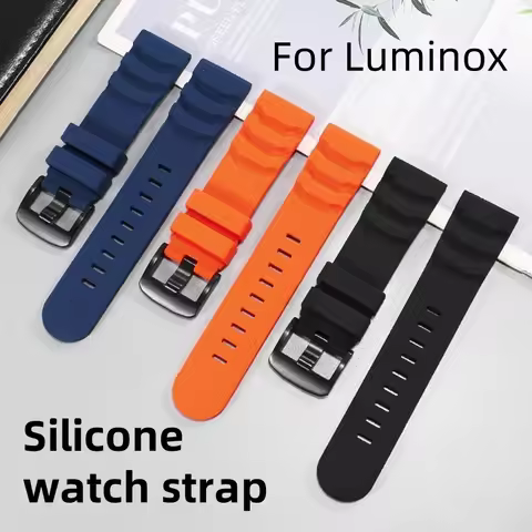 24mm Silicone watch strap Waterproof sweatproof Stainless steel watchband buckle Outdoor sports wris