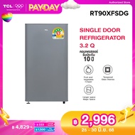 TCL ตู้เย็น 1 ประตู ขนาด 3.2 Q สีเงิน/ขาว จัดส่งฟรี รับประกัน 10 ปี รุ่น RT90XFSDG พร้อมแผงควบคุมอุณ