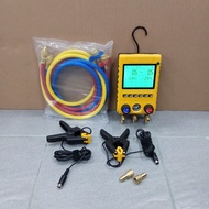 REFRIGERANT DIGITAL MANIFOLD GAUGE SET AIRCOND GAS TESTER (HOSE+CLAMP+CONNECTOR) ALAT CHECK GAS AIRC
