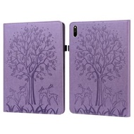 全城熱賣 - 適用於華為 MatePad 11 2021 壓鹿樹壓花圖案左右開皮套 帶支架&卡槽（紫色）