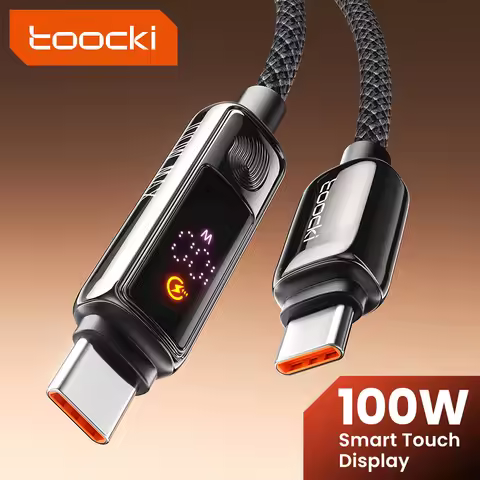 Toocki 100W USB C to USB C Cable PD3.0 QC4.0 Battery Display Fast Charging Type C Cable for Macbook 