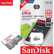 Sandisk Ultra microSD Card 100MB/s ความจุ 64GB Class10 (SDSQUNR-064G-GN3MN) เมมโมรี่ การ์ด แซนดิส ใส่ โทรศัพท์ มือถือ สมาร์ทโฟน แท็บเล็ต Mobile Android Action Camera SJCAM SJ4000