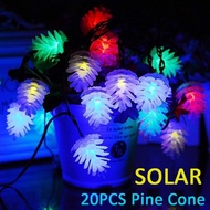 Pine Cone Led String Lights Waterproof 20LED Outdoor Solar Powered Fairy Starry Lights for Garden F