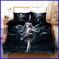 Hatsune Miku 3IN1 Bedsheet Set Single Double Size Bed Sheet Cartoon Anime Vocaloid Home Bedroom Comf