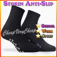 STOKIN ANTI SLIP FREE SIZE Stokin Lelaki Wanita Sarung Kaki Anti-Slip School Unisex Socks  - Ready S