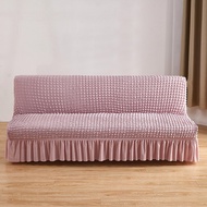 [Latest fabric] Solid color seersucker sofa bed cover woven pattern cover armless folding sofa