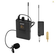 UHF Wireless Microphone System with Lavalier Microphone Body-pack Transmitter and Receiver 6.35mm Plug with 3.5mm Adapter