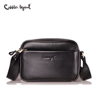 Cobbler Legend Black Man's Shoulder Messenger Bag Soft Genuine Leather Sling Bag Handbags for Men
