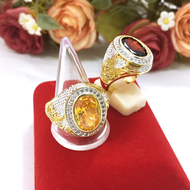 แหวนทองพญานาคฝังพลอย สีโกเมน บุษราคัม แหวนเพชร เสริมบารมี ใส่ออกงานได้ เสริมโชค ทองชุบ  งานสวย ทองปลอม ฟรีถุงกำมะหยี่