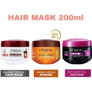 L'Oreal Loreal Paris Hair Mask Masker Rambut Fall Resist / Smooth Intense / Total Repair 200 ml