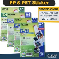 NEW Tahan air Stiker Label PET PP A4 (22 Lembar) Kertas Stiker Vinyl Inkjet Anti Air