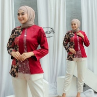 blouse batik wanita modern kombinasi