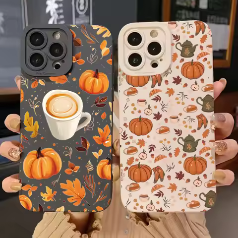 Autumn Pumpkin Coffer Phone Case For Samsung Galaxy A16 A06 A26 A33 A56 A34 S25 S24 S23 S22 S21 Ultr