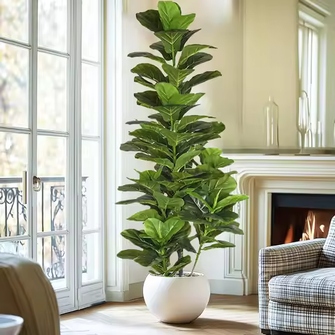 150cm Tropical Tree Large Artificial Fiddle Leaf Fig Tree Fake Ficus Lyrata Plant Faux Plants for Ho