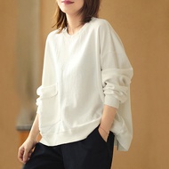 เสื้อฮู้ดแขนยาวทรงหลวมสไตล์อเมริกันสำหรับผู้หญิงไซส์ใหญ่ สีแดง 180 ปอนด์ สีขาว แฟชั่นฤดูใบไม้ร่วง/ฤด